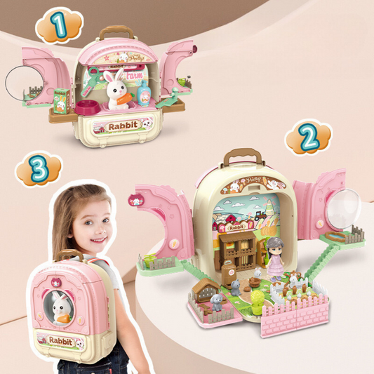 Kids Pretend Play Rabbit Backpack 3 in 1