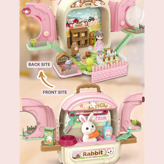 Kids Pretend Play Rabbit Backpack 3 in 1