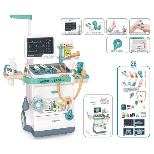 Kids Pretend Play Medical Toys Kit with Trolley